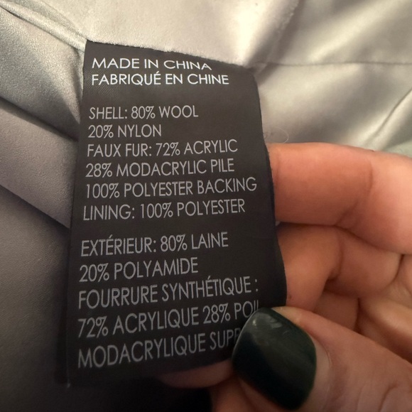 CLUB MONACO | Grey wool jacket with faux fur collar - Picture 5 of 5